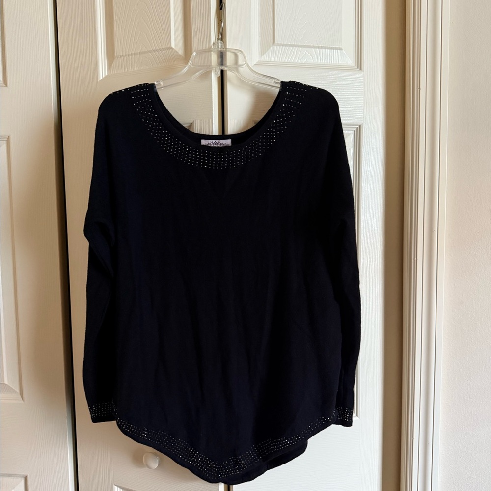 Chico's Black Studded Sweater plus size